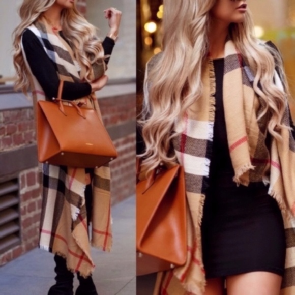 CARRIE MUST HAVE plaid  Vest - TAN - Picture 3 of 4